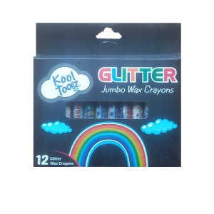 Kooltoolz Glitter Crayons, Jumbo Size, 12 Pack
